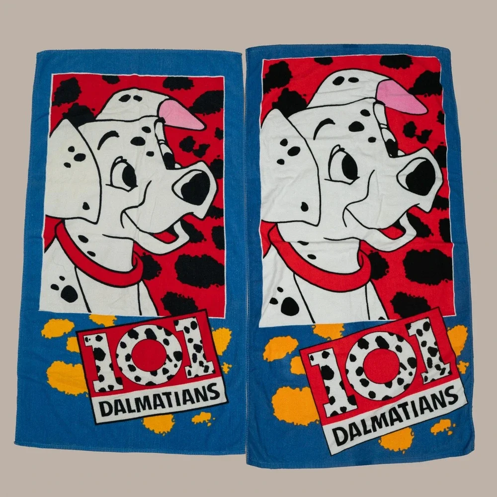 Vintage 90s Disney 101 Dalmatians Beach Towel Set Franco‎